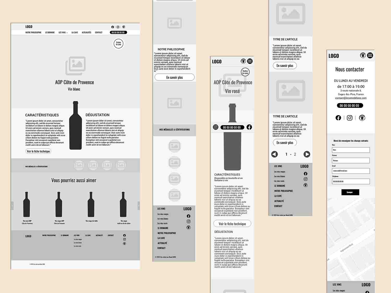 Wireframes Domaine viticole